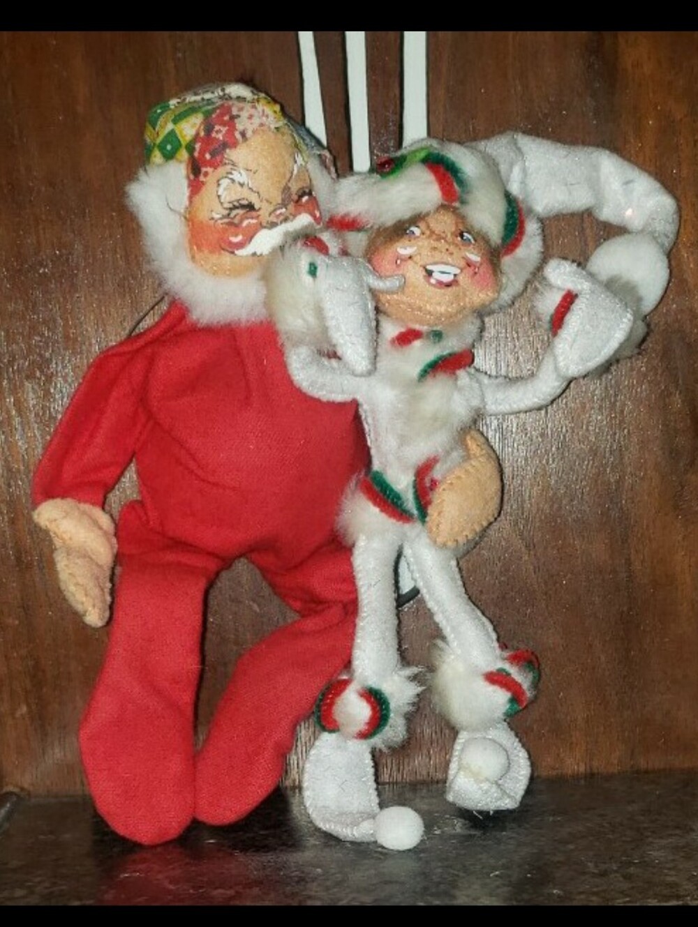 Vintage AnnaLee Santa & Elf Felt Christmas Doll Lot